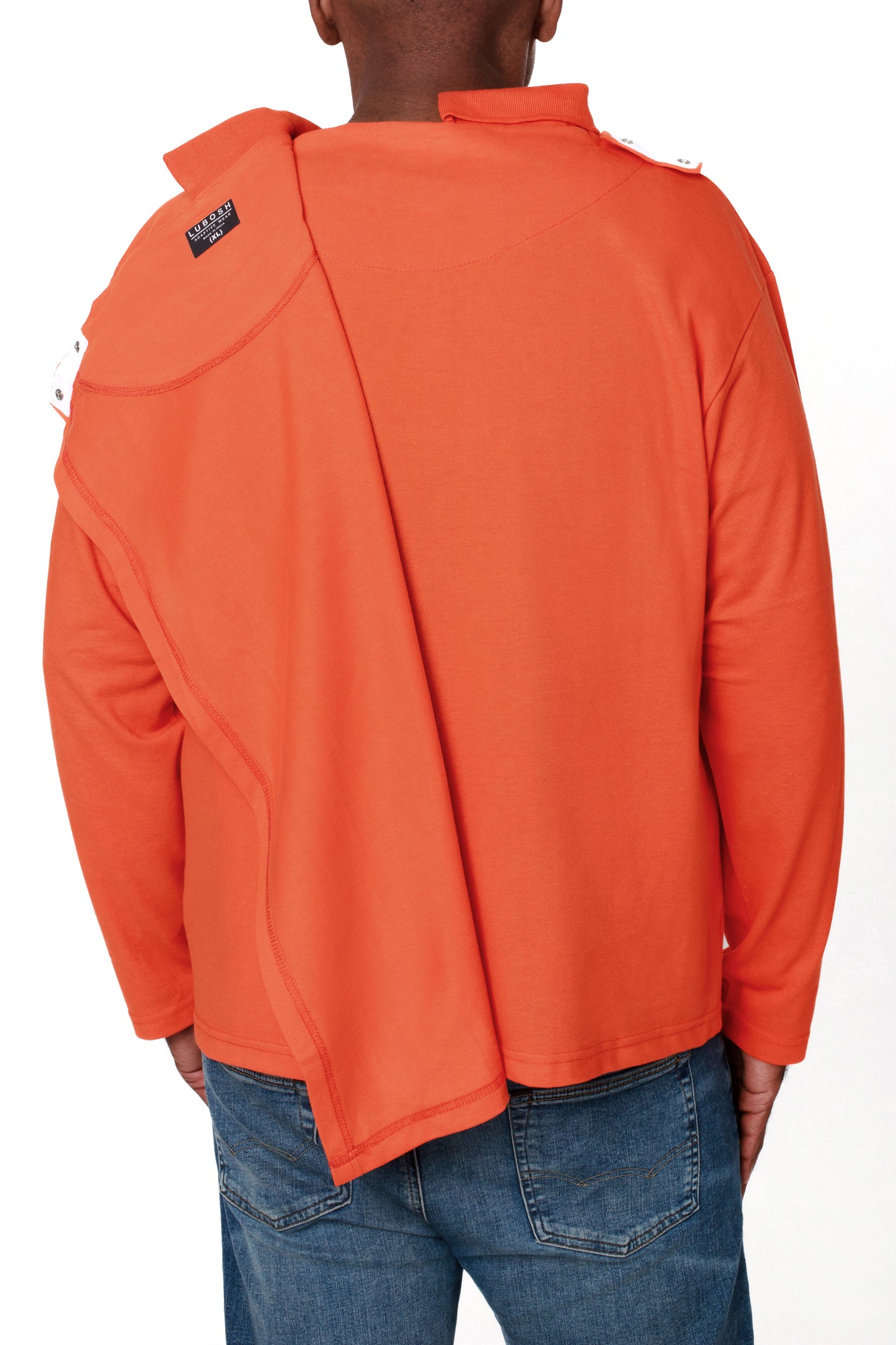 Open-Back Orange Polo T-Shirt | Adaptive Clothing for Men