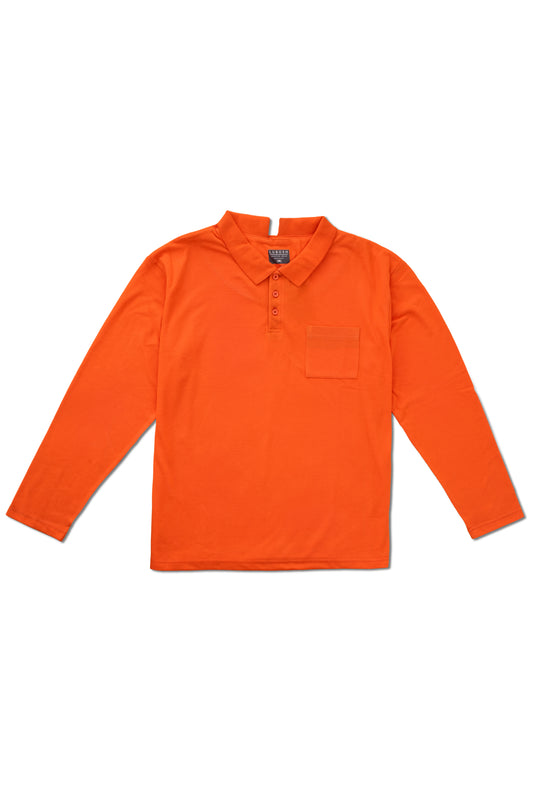 Men's Adaptive Open Back Full Sleeves Orange T-shirt