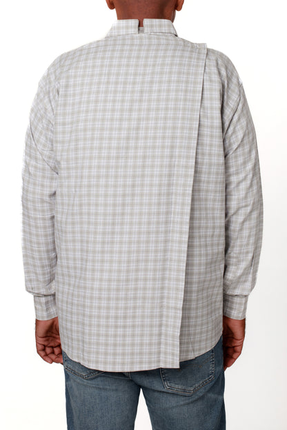 Men's Adaptive Open Back Light Grey Shirt