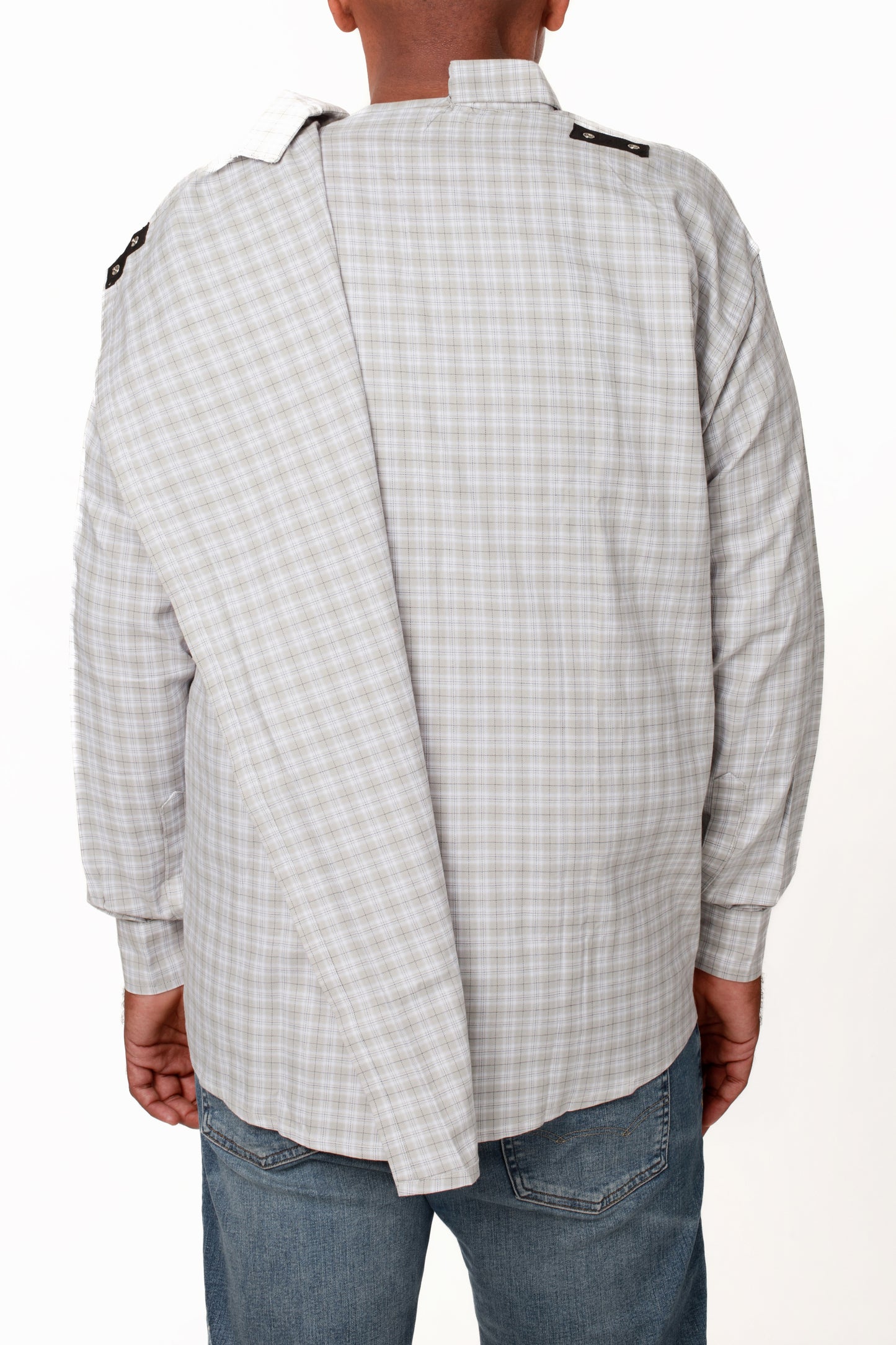 Men's Adaptive Open Back Light Grey Shirt