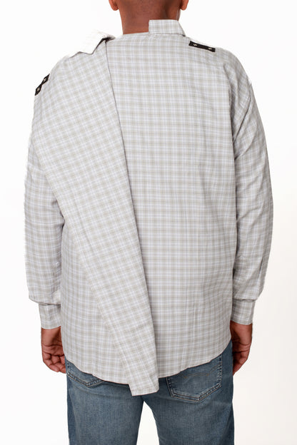 Men's Adaptive Open Back Light Grey Shirt