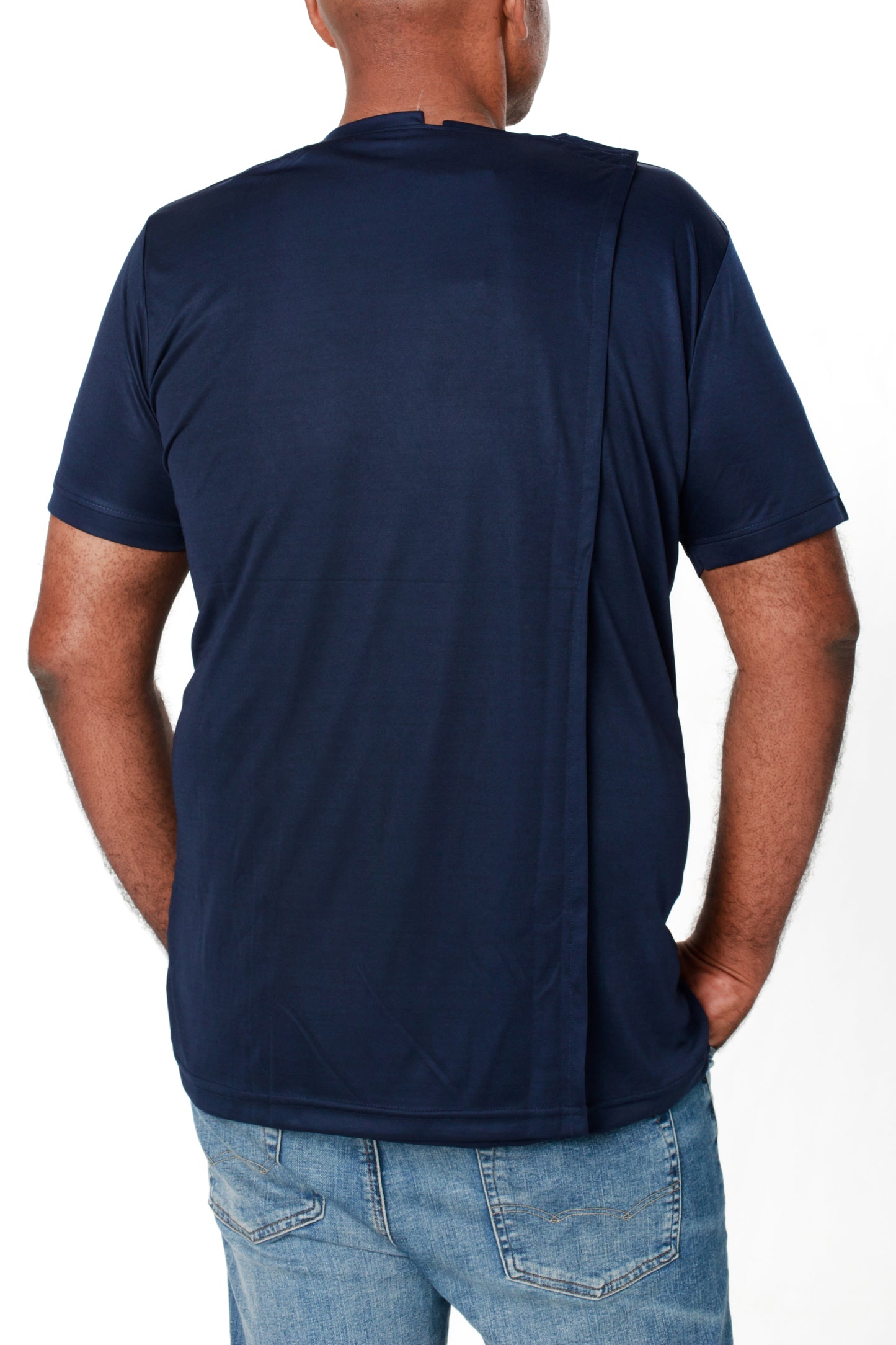 Men's Adaptive Open Back Round Neck T-shirt