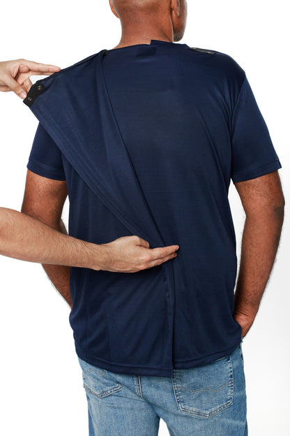 Men's Adaptive Open Back Round Neck T-shirt