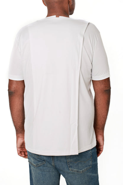 Men's Adaptive Open Back Round Neck White T-Shirt