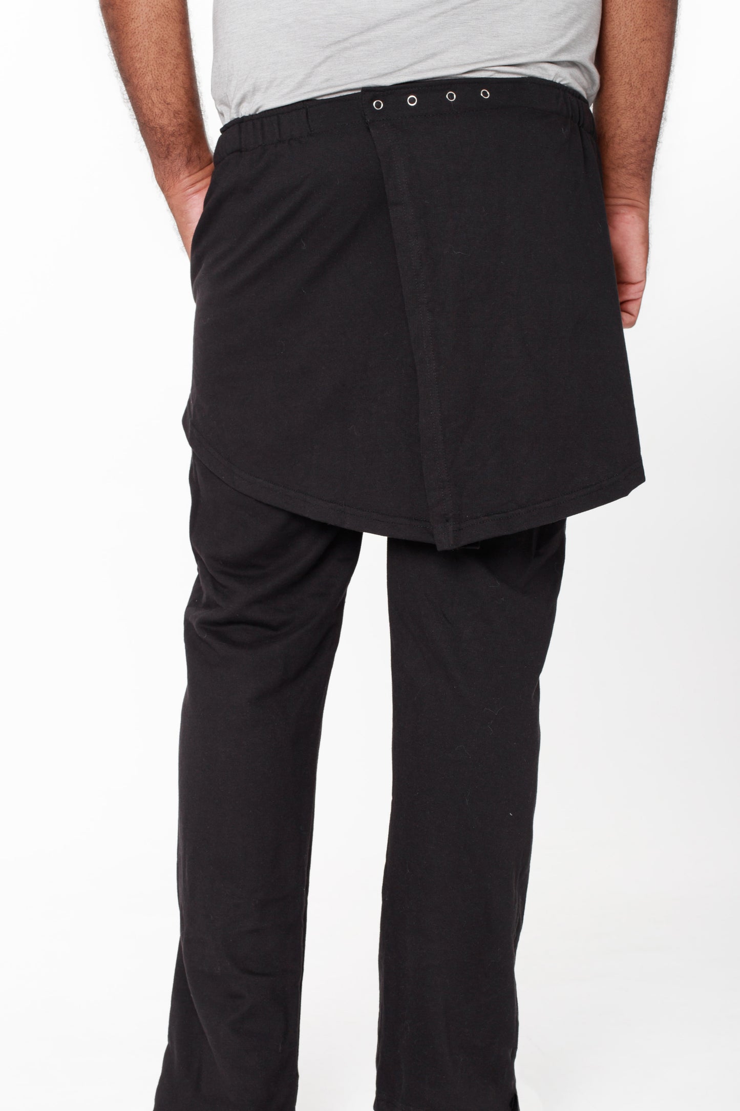 Unisex Open Back Fleece Adaptive Black Pants