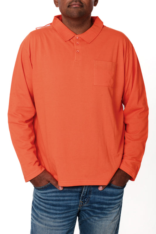 Men's Adaptive Open Back Full Sleeves Orange T-shirt