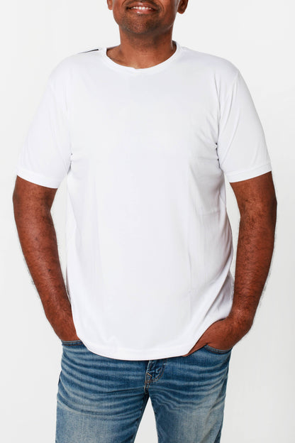 Men's Adaptive Open Back Round Neck White T-Shirt