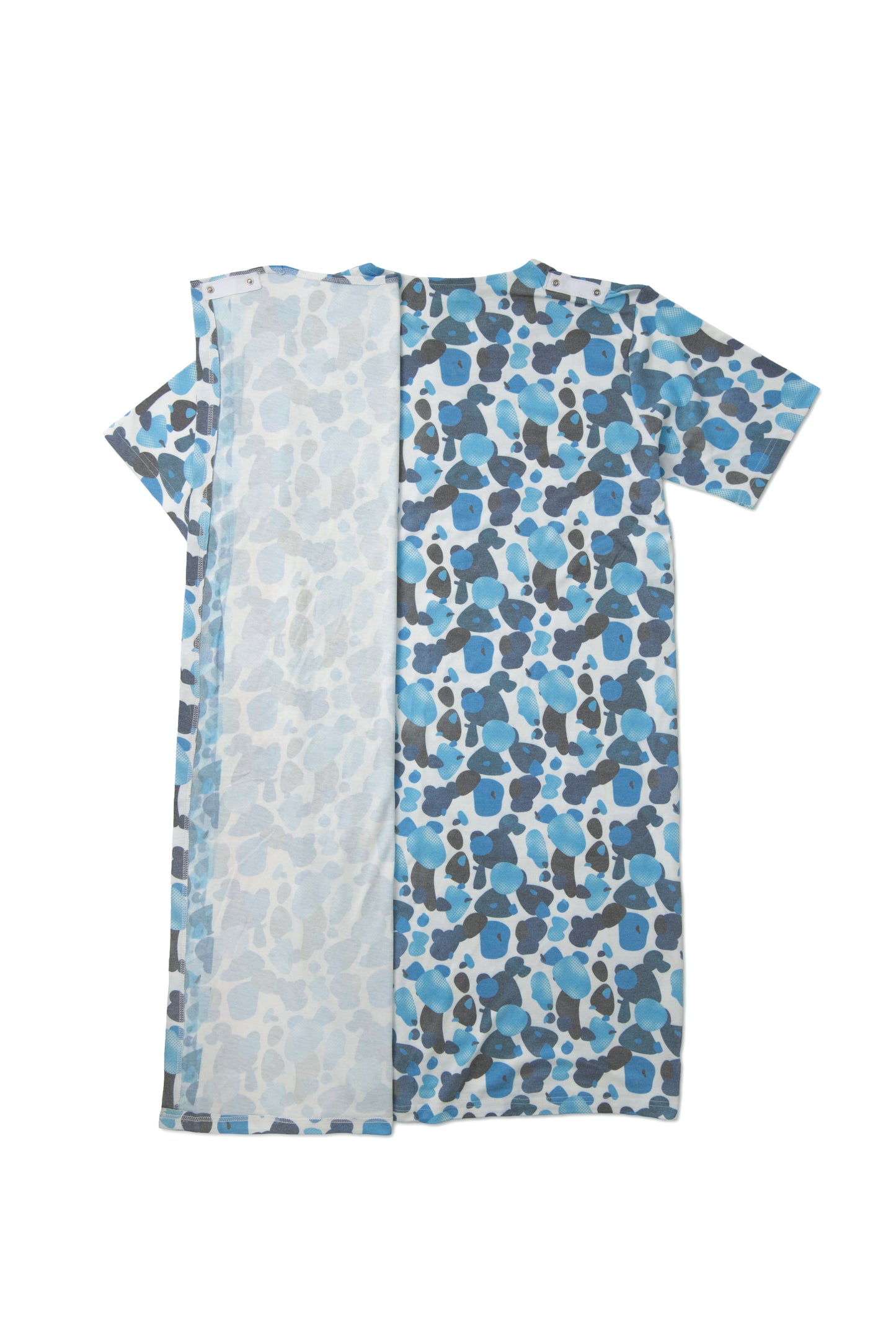 Women's Adaptive Open Back Blue Print Gown